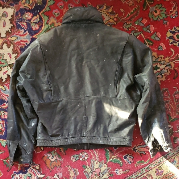 Men's Black Military Style Leather Jacket - Picture 8 of 13